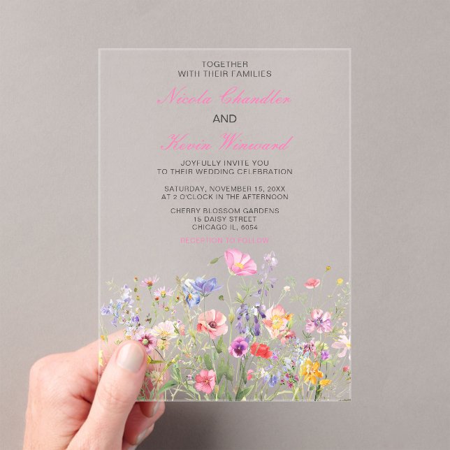 Invitations En Acrylique Mariage floral fleur sauvage Spring (In situ (ordinateur de poche))