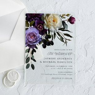 Invitations En Acrylique Mariage Floral Gothique et Maussade