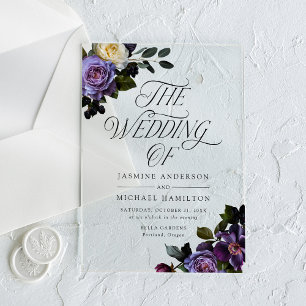 Invitations En Acrylique Mariage Floral Gothique Lunatique