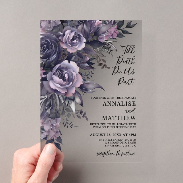 Invitations En Acrylique Mariage Floral Gothique Moderne (In situ (ordinateur de poche))