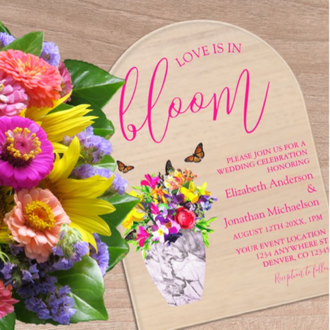 Invitations En Acrylique Mariage Floral Love In Bloom (Créateur téléchargé)