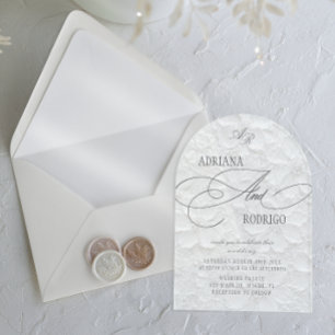 Invitations En Acrylique Mariage Floral Luxueux Monogramme
