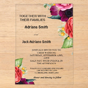 Invitations En Acrylique Mariage Floral Moderne Luxueux