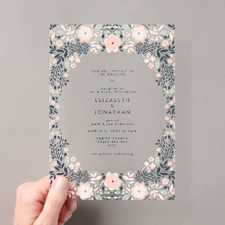 Invitations En Acrylique Mariage Floral Pastel Élégant