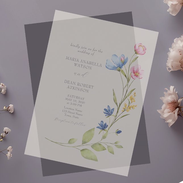 Invitations En Acrylique Mariage Floral Printanier Glacé (Créateur téléchargé)