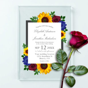 Invitations En Acrylique Mariage Floral Rose Tournesol