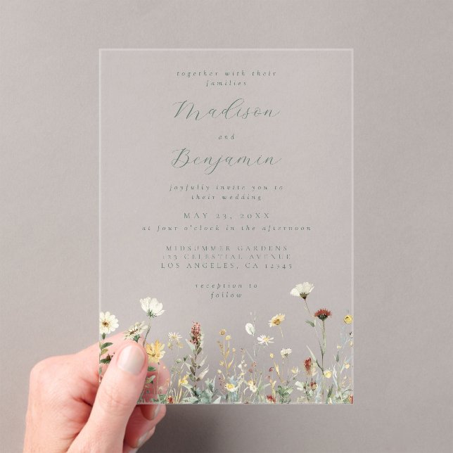 Invitations En Acrylique Mariage floral rustique (In situ (ordinateur de poche))