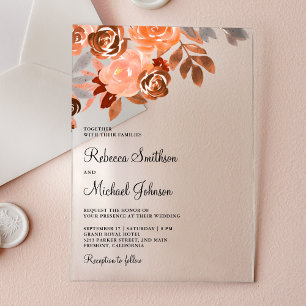 Invitations En Acrylique Mariage Floral Terracotta Rustique Terreux