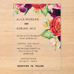 Invitations En Acrylique Mariage floral tropical coloré<br><div class="desc">Mariage floral tropical coloré</div>