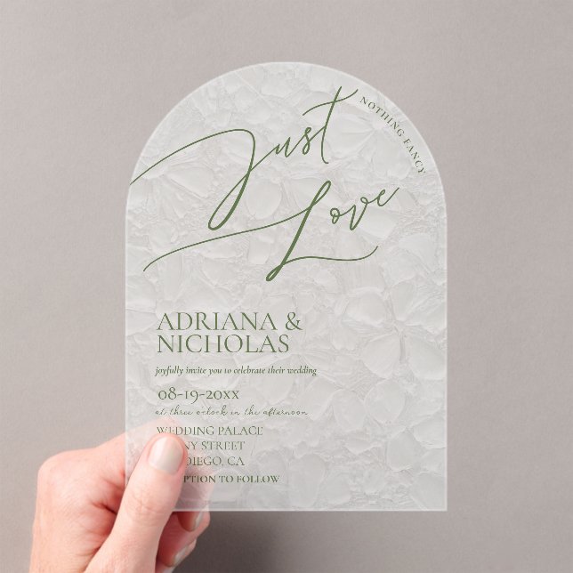 Invitations En Acrylique Mariage Floral Vert Simple Rien de Fantaisiste (In situ (ordinateur de poche))