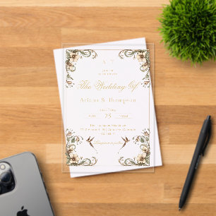 Invitations En Acrylique Mariage Floral Vintage Art Nouveau