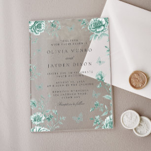 Invitations En Acrylique Mariage floral Vintage Enchanté