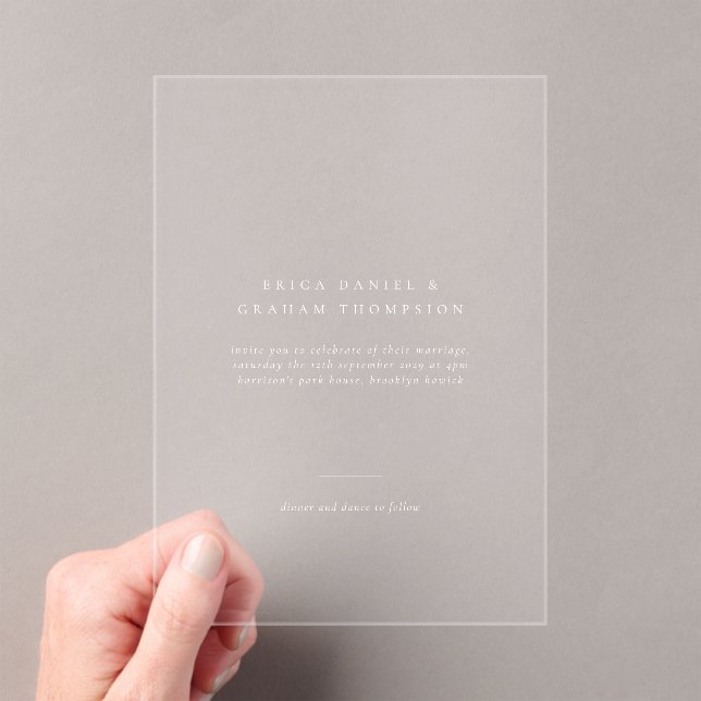 Invitations En Acrylique Mariage Formel Classique en Acrylique (In situ (ordinateur de poche))