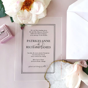Invitations En Acrylique Mariage formel simple et élégant