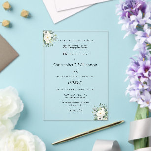 Invitations En Acrylique Mariage Formel Traditionnel de Floraison de Verdur