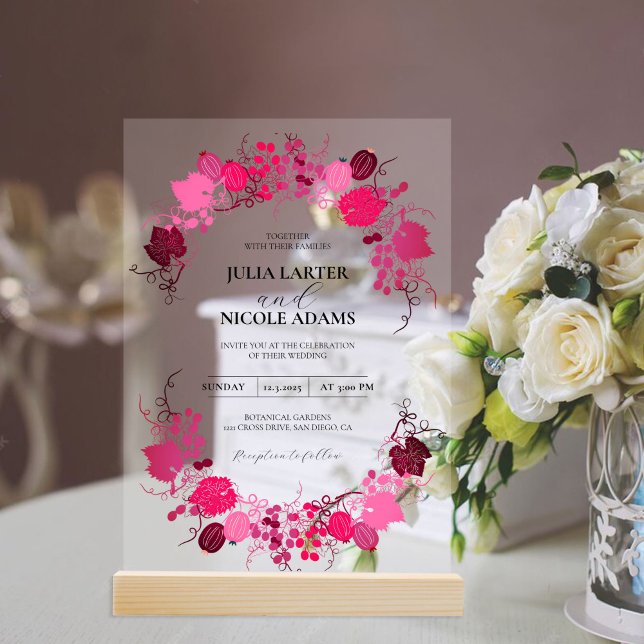 Invitations En Acrylique Mariage Français Kissed Sweet Berry Raisins (Créateur téléchargé)