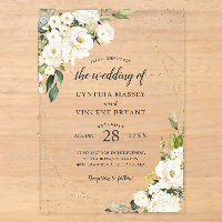 Mariage Géométrique Doré Floral Blanc de Verdure