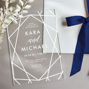 Invitations En Acrylique Mariage géométrique moderne
