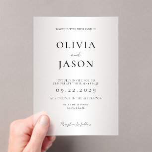 Invitations En Acrylique Mariage givré minimal moderne