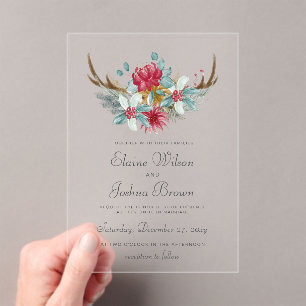 Invitations En Acrylique Mariage hivernal des cerfs de bois