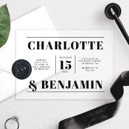 Invitations En Acrylique Mariage horizontal noir gras moderne