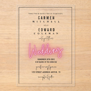 Invitations En Acrylique Mariage inspiré par la signature Neon