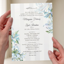 Mariage islamique Nikah bleu aquarelle Lily & Gris