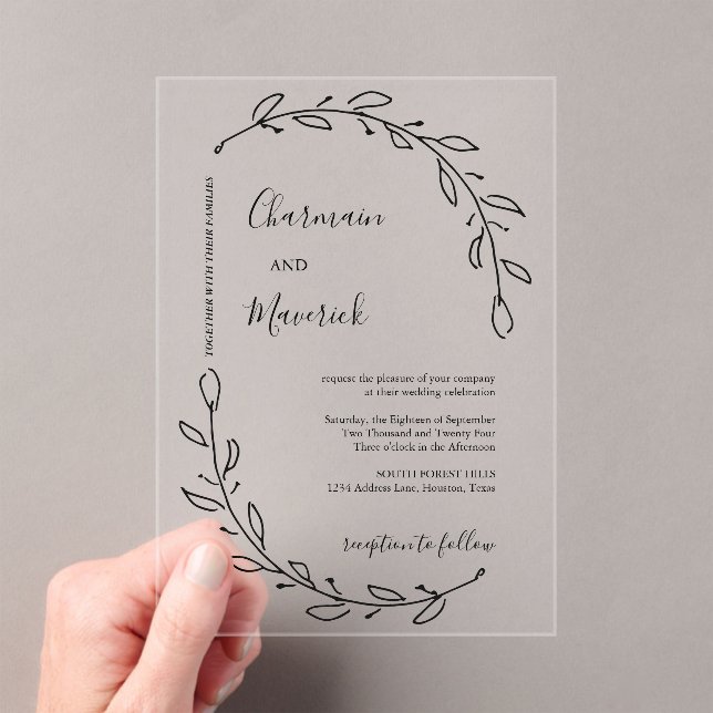 Invitations En Acrylique Mariage Laurel Wreath (In situ (ordinateur de poche))