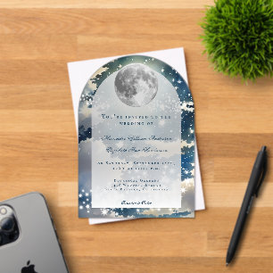 Invitations En Acrylique Mariage lunaire de nuit