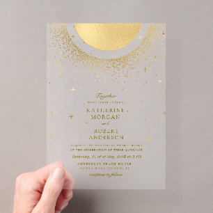 Invitations En Acrylique Mariage Lune de Minuit Céleste