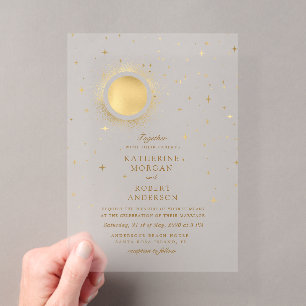 Invitations En Acrylique Mariage Lune Minuit Céleste