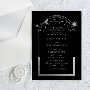 Invitations En Acrylique Mariage Lune Soleil Étoiles Argent Céleste
