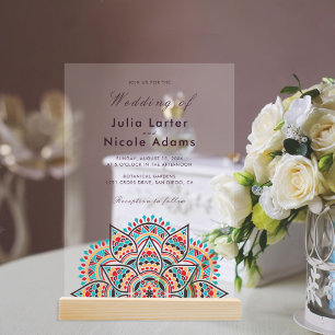 Invitations En Acrylique Mariage Luxueux Métallisé Pailleté Géométrique