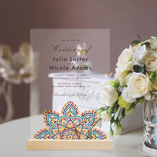 Invitations En Acrylique Mariage Luxueux Métallisé Pailleté Géométrique