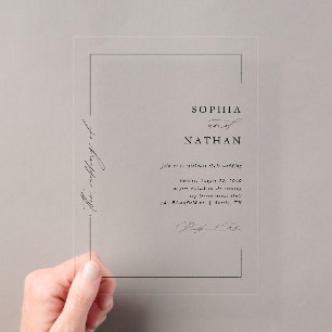 Invitations En Acrylique Mariage Luxueux Moderne Élégant Minimaliste Script