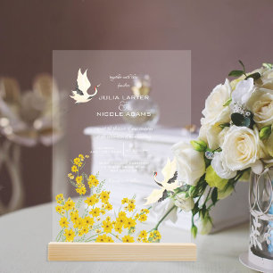 Invitations En Acrylique Mariage Mandala Fleurs de Lotus Oiseaux Cygne Chuc