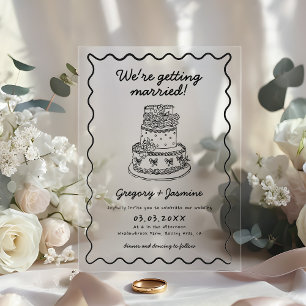 Invitations En Acrylique Mariage Manuscrit Dessiné à la Main de Fantaisie