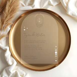 Invitations En Acrylique Mariage minimal céleste bohème Arche Lune & Étoile