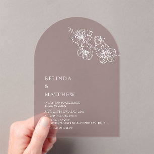 Invitations En Acrylique Mariage minimaliste à la ligne blanche de Bourgogn