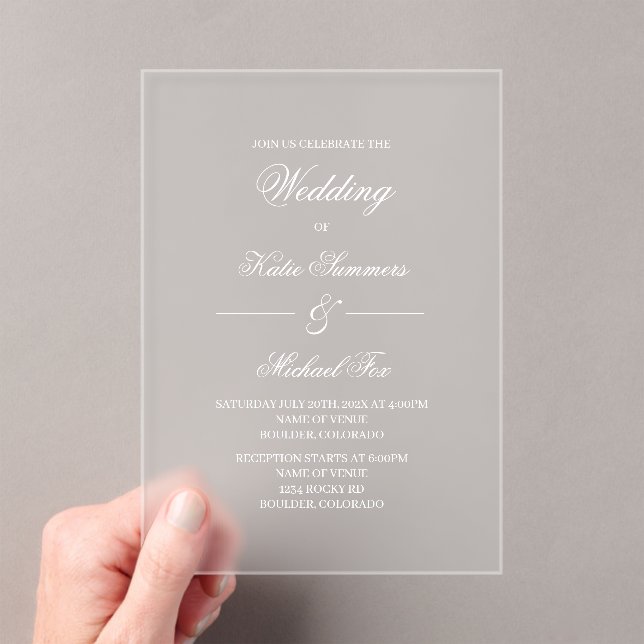 Invitations En Acrylique mariage minimaliste acrylique  (In situ (ordinateur de poche))