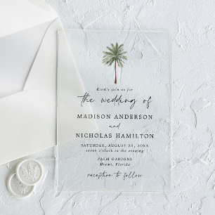 Invitations En Acrylique Mariage Minimaliste au Palmier