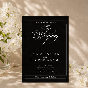 Invitations En Acrylique Mariage minimaliste chic noir classique