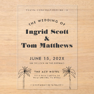 Invitations En Acrylique Mariage minimaliste des tropiques