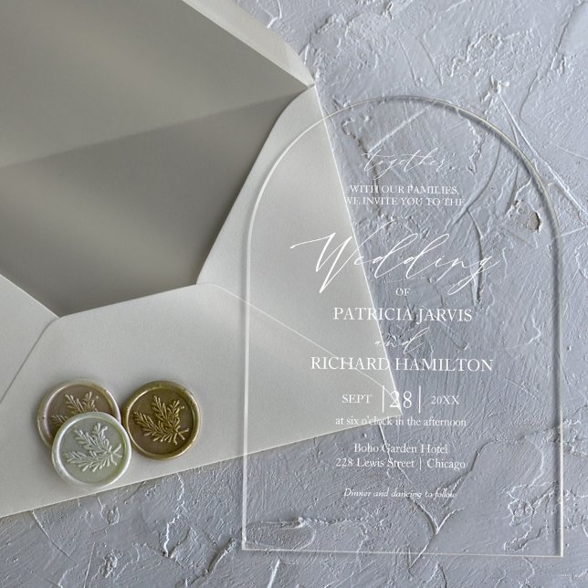 Invitations En Acrylique Mariage Minimaliste Élégant (Créateur téléchargé)
