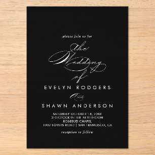 Invitations En Acrylique Mariage Minimaliste Espagnol Noir