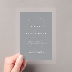 Invitations En Acrylique Mariage minimaliste gris clair moderne