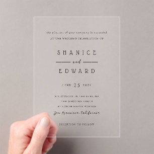 Invitations En Acrylique Mariage minimaliste moderne