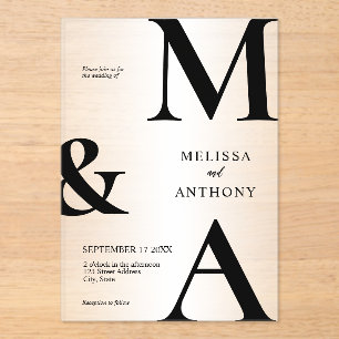 Invitations En Acrylique Mariage minimaliste moderne