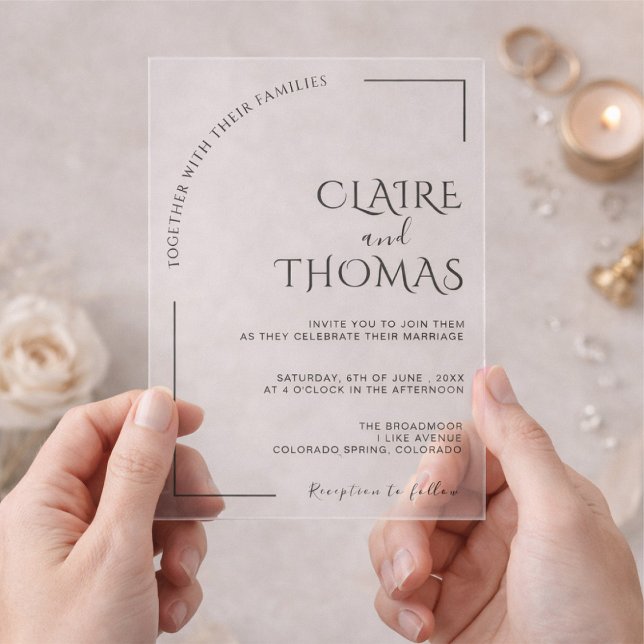 Invitations En Acrylique Mariage minimaliste moderne (Créateur téléchargé)