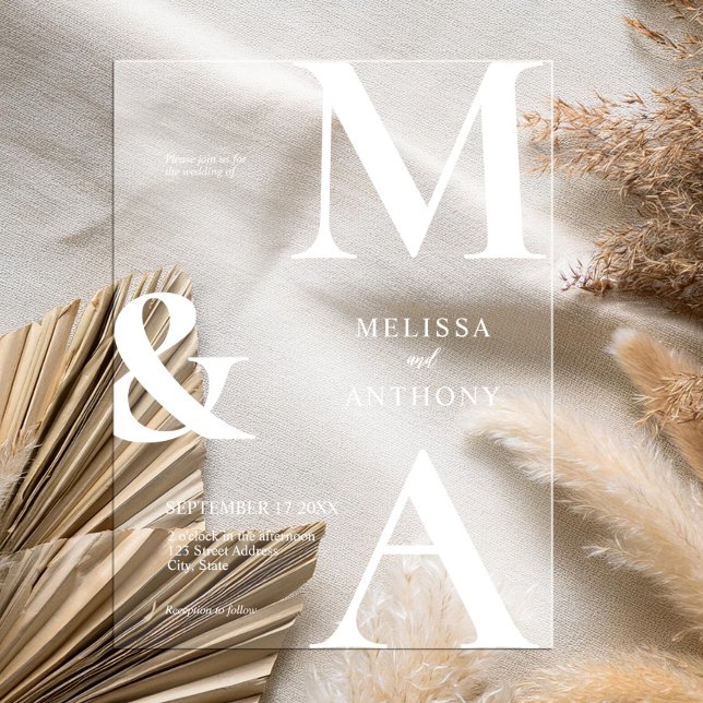 Invitations En Acrylique Mariage Minimaliste Moderne (Créateur téléchargé)